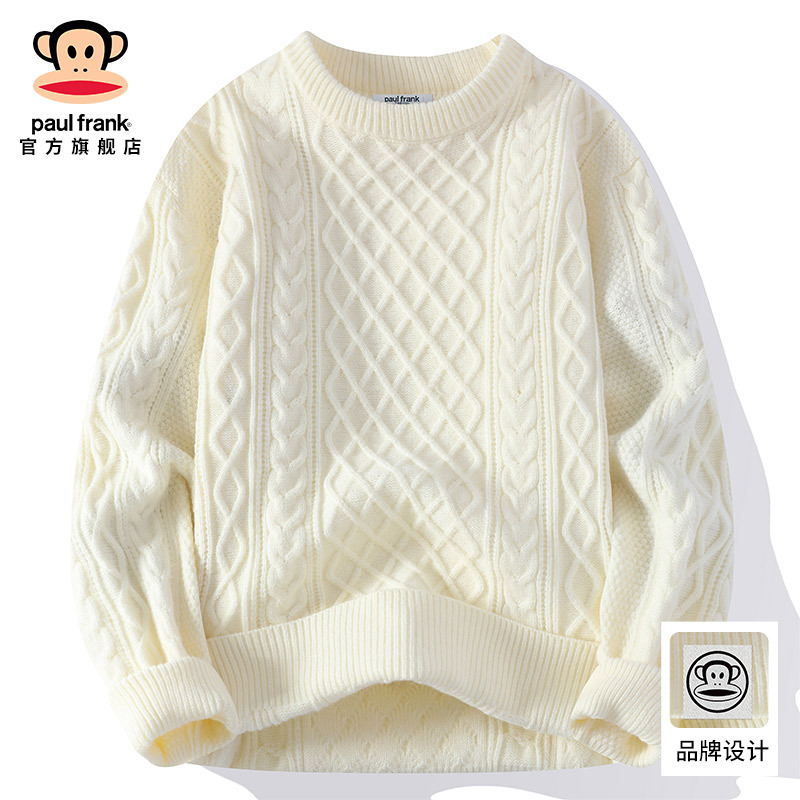 Paulfrank/Monkey Round Neck Sweater Men's 2025 Autumn and Winter Couple Style Loose Warm Knitted Sweater Jacket