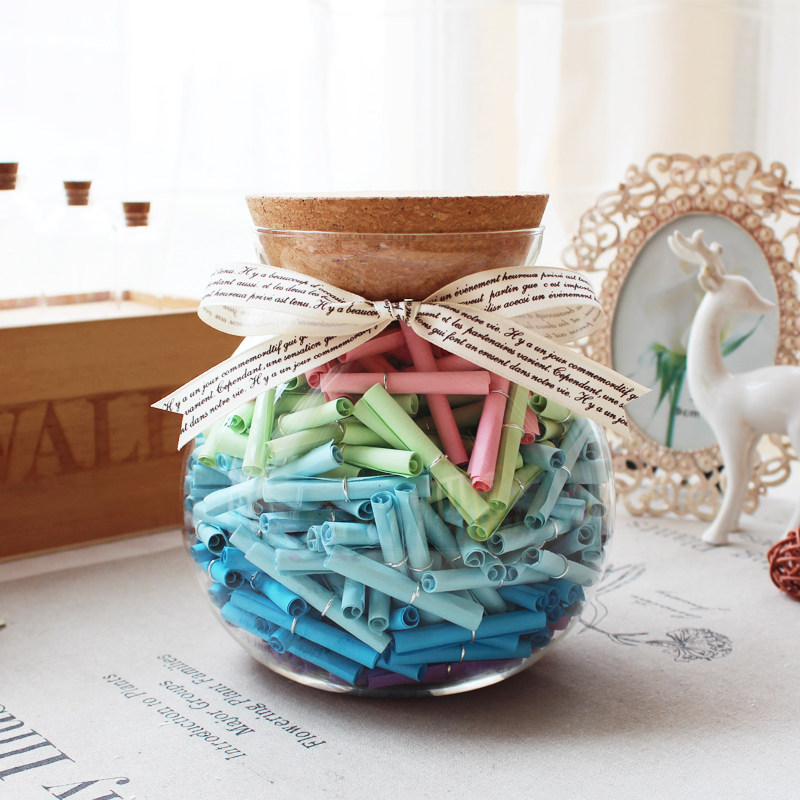 Minimalist round ball glass bottle stars Wish Paper Folding Paper Happiness Stars Bottle Birthday Valentine's Day DIY Creative Gift