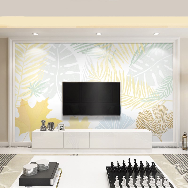 Style 3D Nordic ins Gingko TV Background Wall Wallpaper Modern Minima Living Room Bedroom Fresco New Products Seamless