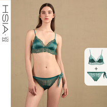 HSIA reverie thin French underwear female bralette triangle cup eyelash lace rimless bra set