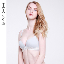 HSIA reverie thick mold cup small chest gathered rimless underwear Thin and thick comfortable incognito girl flat chest bra
