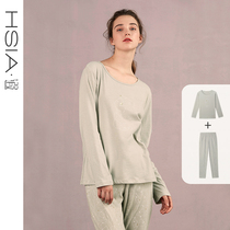 HSIA elegant and comfortable cotton air-conditioned home wear suit printed casual and comfortable can be worn outside long-sleeved pajamas for women