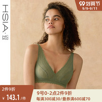 HSIA ya thin underwear womens Yangtze River Delta deep V sexy bra full cup without steel ring big chest small bra