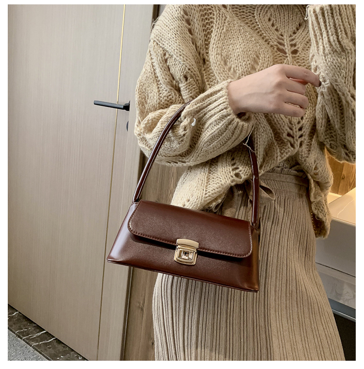 Women's Medium Pu Leather Solid Color Vintage Style Classic Style Lock Clasp Handbag display picture 60