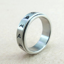 The knot titanium steel Wenshu heart curse ring mantra fortune transfer smart couple male Lady Buddha curse ring pendant