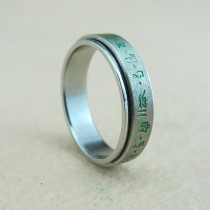 Special offer titanium steel Buddhism Green mother heart curse ring verses transshipment Wangcai men and women ring