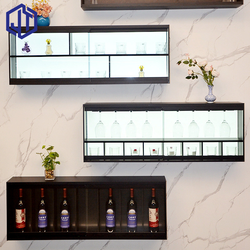 Simple aluminum alloy luminous shelf luminous back panel open locker kitchen storage cabinet living room can be customized