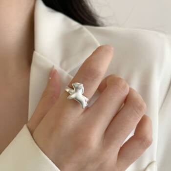 S925 silver childlike pony ring for women ins style niche design versatile temperament open ring internet celebrity personality