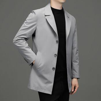 Business casual men's trench coat 2023 spring and summer medium-length loose large-size suit top men's jacket men's clothing