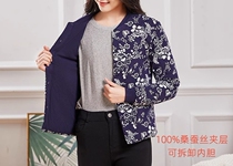 Removable mulberry silk liner womens large size middle-aged and elderly mothers winter warm cotton jacket clothes jacket tops