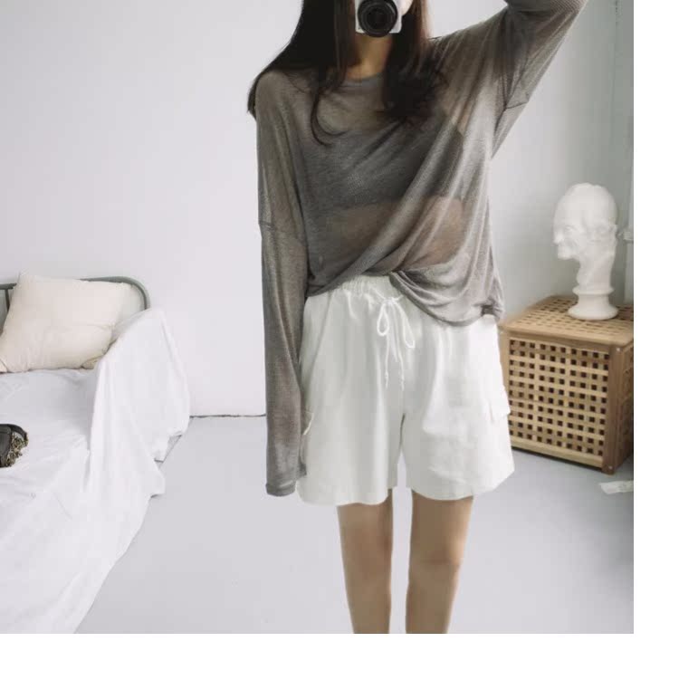 Mùa hè mới từ cổ áo băng lụa áo len nữ mỏng phần đầu lỏng lẻo vai áo chống nắng áo điều hòa áo len gile