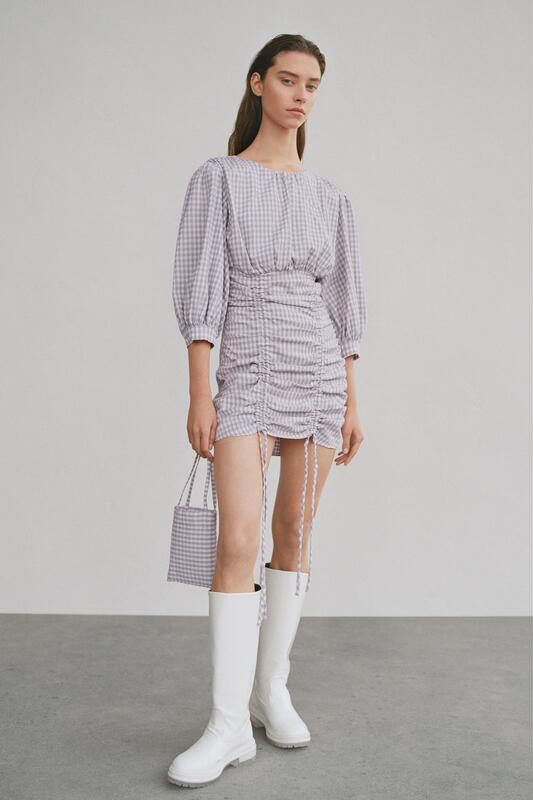 W 0497 Zhien Pattern Women's Zara Drawstring Dress Cutting Drawing 1:1 Kraft Paper Pattern
