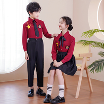Childrens big chorus to serve red scarves with red scarves Chinese style poetry song recitation of elementary school students Heqing clothes male and female childrens class clothes