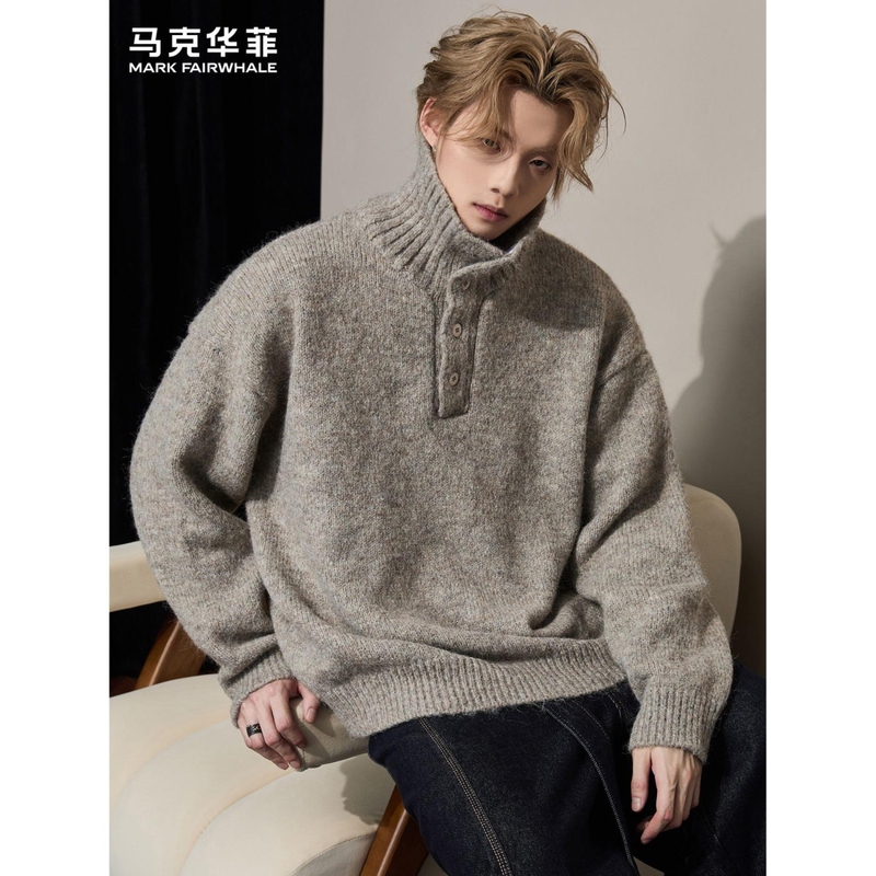 Holocene American-Style Trendy Brand Turtleneck Sweater, Thickened for Winter, Loose and Versatile Pullover Knitwear