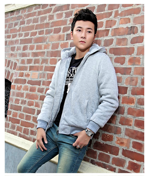 Đặc biệt hàng ngày mùa thu đông dày cộng với áo len nhung nam hoodie Áo khoác giản dị Hàn Quốc áo len nam size lớn - Áo len áo đôi hoodie