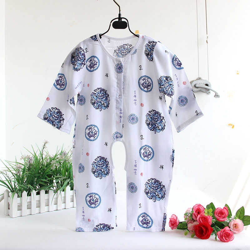 Cotton lụa bé mùa hè bông nhân tạo bông lụa trẻ em đồ ngủ bé Xiêm quần áo dịch vụ nhà điều hòa không khí phù hợp với romper