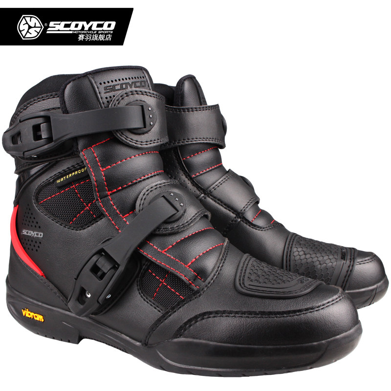 SCOYCO Racing Down Locomotive Riding Boots Anti-Slip Locomotive Road Shoes Waterproof And Breathable Pull Racing Shoes All Season