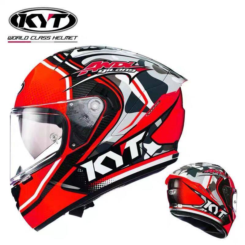 KYT Motorcycle Helmet Summer Men's and Women's Full Helmet Anti-Fog Dual Lens Motorcycle Full Cover Four Seasons Running Helmet Racing