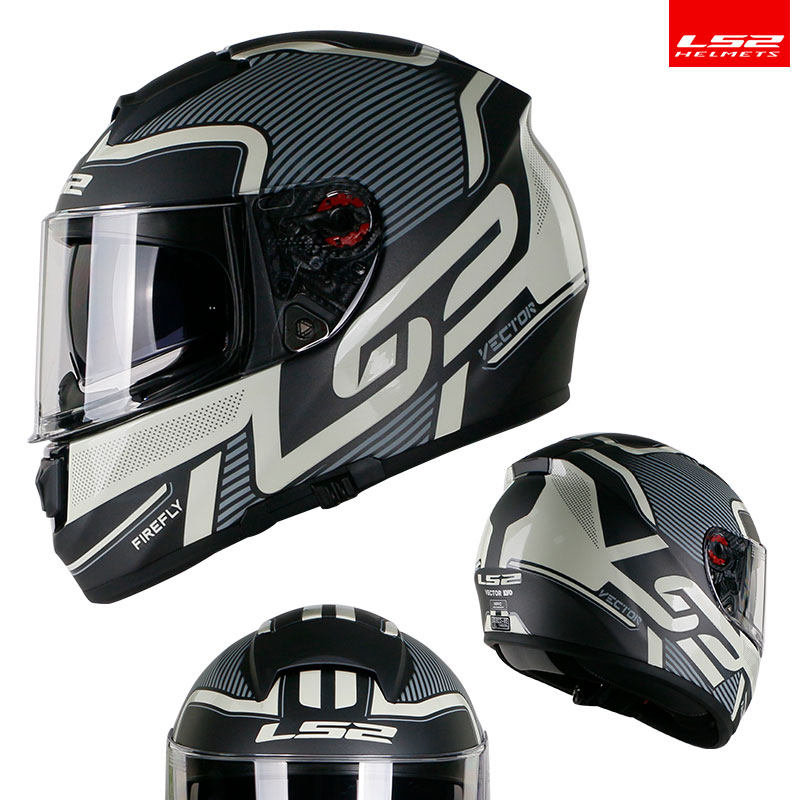 LS2 Locomotive safety helmet Double lenses FF397 Carbon fiber full helmet Anti-fog Four Seasons large size Locomotive Safety Helmet Autumn Summer