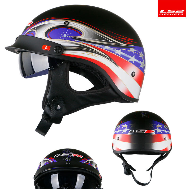 LS2 Locomotive Half Armor Retro Khale Safety Helmet Light Ladylike Electric Car Semi-Capsized Summer Full Caps Men and Men 526