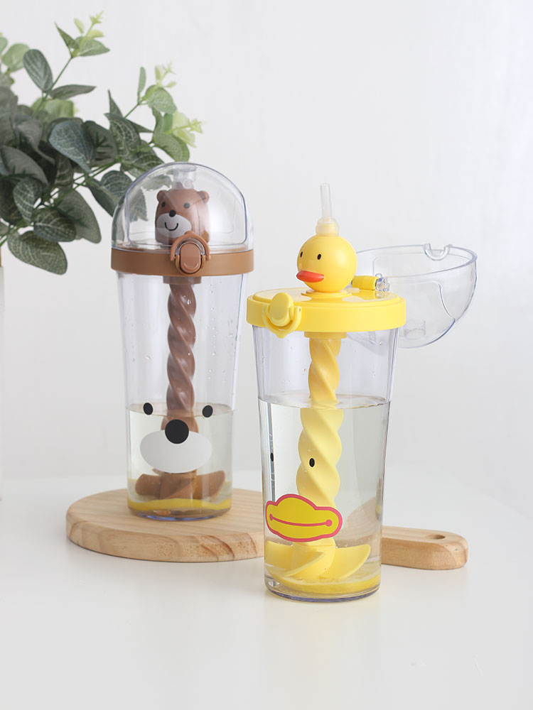 Shake the same little yellow duck water cup cute cartoon girl heart stirring cup adult adult ins wind straw cup