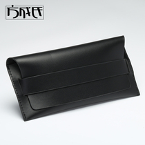 Glasses bag leather men and women fashion sunmirror box myopia glasses case leather ink case handmade glasses bag