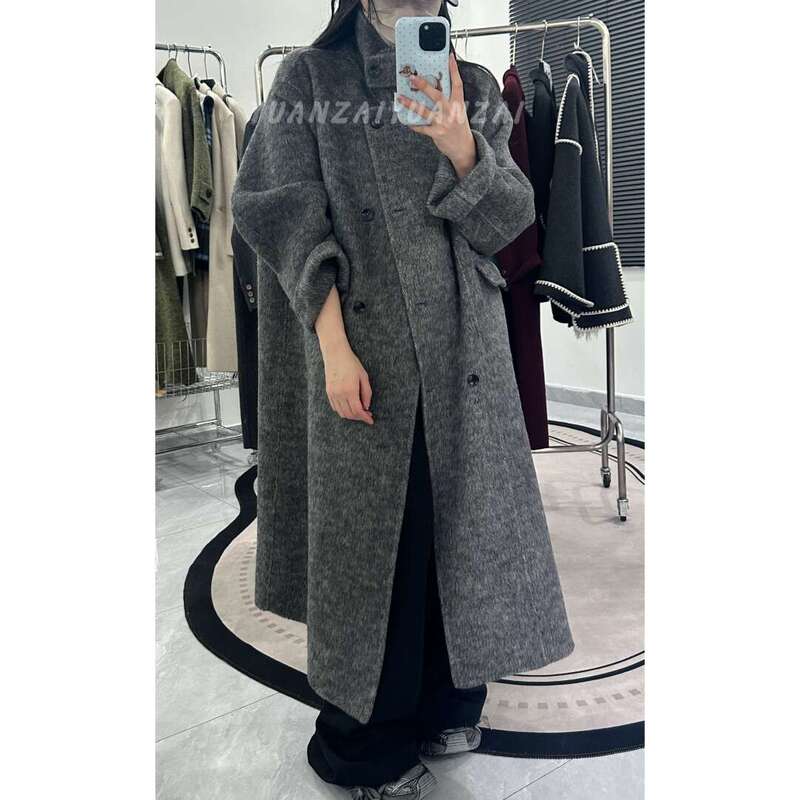 Shop for Korean-Style Wool Coats (Mainly in Heather Gray) - Korean-Style Double-Sided Wool Coat with Stand Collar