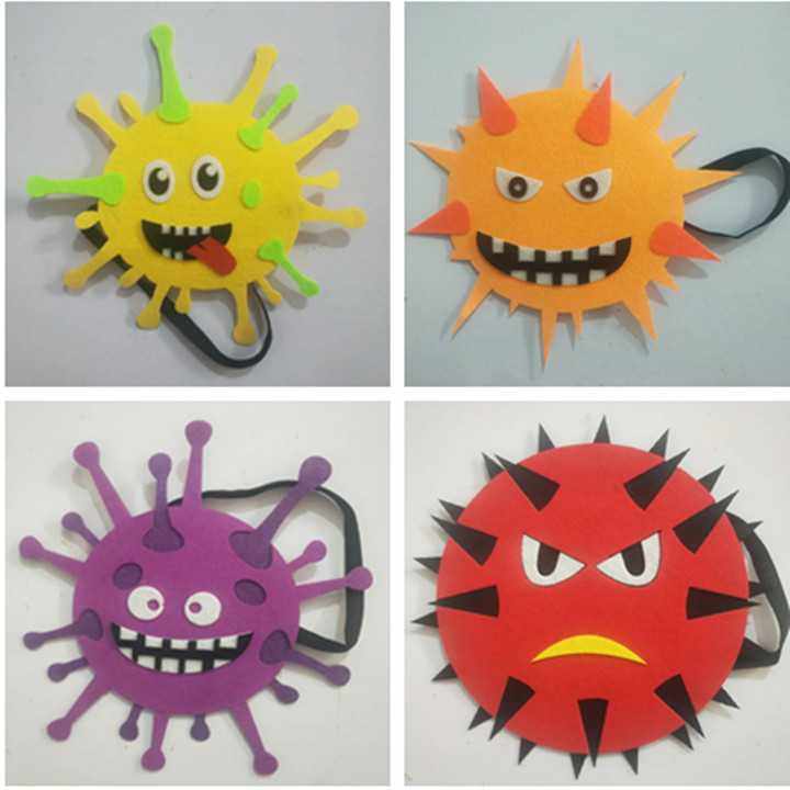 Coronavirus funny spoof sand sculpture horror paper mold head cover full face headdress plague epidemic prevention performance props