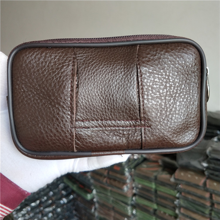 Đa năng đa chức năng túi da hai lớp 5,5 inch 5,7 inch 6 inch da ba dây kéo túi đeo dây đeo nam túi nam đeo chéo
