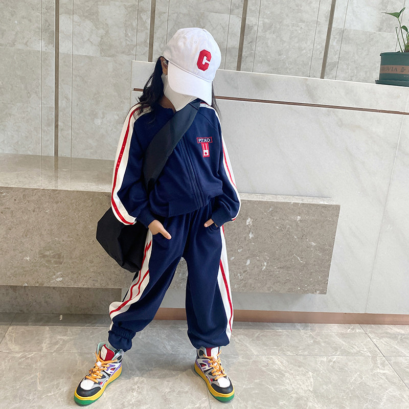 Girls' suit autumn 2022 new autumn and winter children's clothing middle-aged children's girls' sports clothes pants two-piece set - Taobao