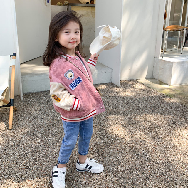 Children's clothing girls 2022 spring and autumn cardigan jacket baby foreign style top children's fashionable fleece baseball uniform winter