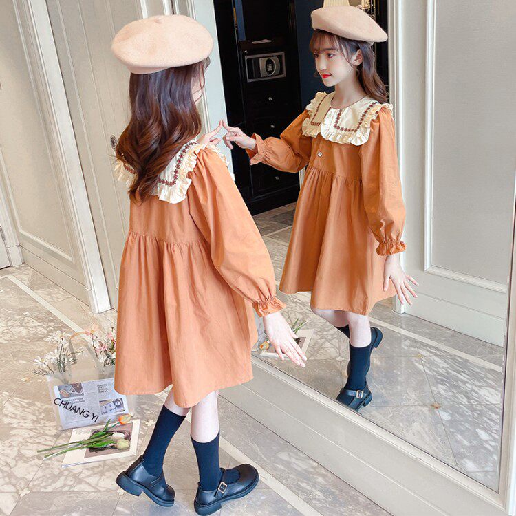 Girls' autumn dress 2022 new middle and big children's spring and autumn style Korean version of the Western style princess skirt fashionable skirt