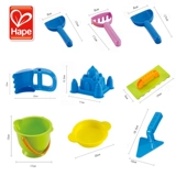 Hape Классический пляжный детский большой комплект для игры с песком для игр в воде, детская интеллектуальная игрушка, 9 шт