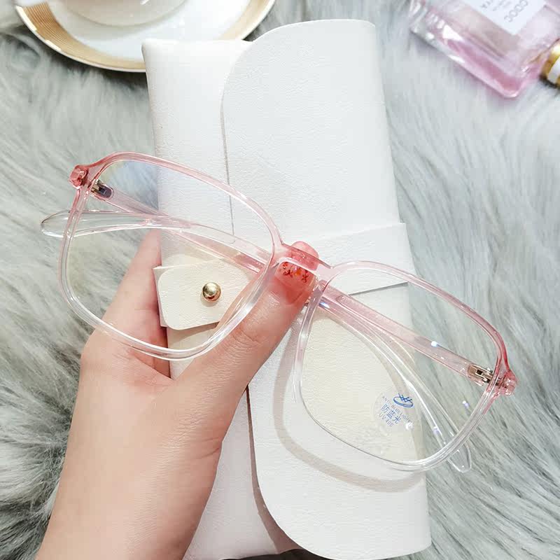 Retro Defense Blue Light Flat Mirror Temperament Cell Phone Computer Screen Glasses Round Face Universal Transparent Large Frame Box Myopia