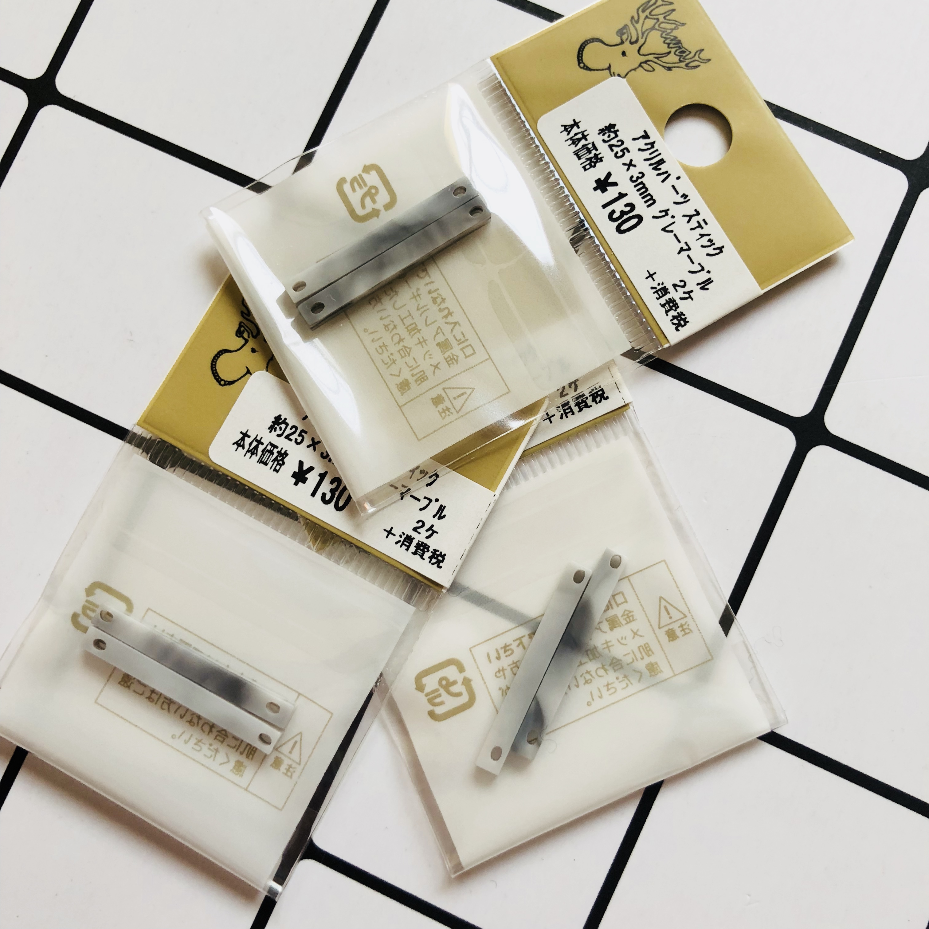 Shun Feng spot Japan expensive and kiwa grey marble tattoo acrylic connection stick double-hole diy accessories