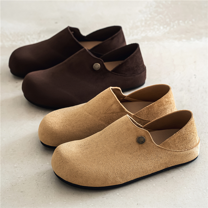 Full Coverage Half-Slip Men's Shoes, Autumn Old Money Style, Soft Sole, Lazy Slip-On Men's Birkenstock Shoes, Can Be Worn with Heels, Casual Leather Shoes