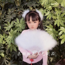 Childrens Upgraded Version Thickened Feather Fan Stage Performance Dance Fan Children Feather Hair Clip Super Fairy