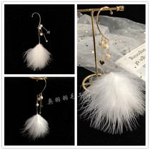 White Feather Earrings South Korea Temperament Long Flow Su Minimian Fairy Elf Ear Hung Without Earbuds Earbuds Earrings