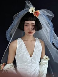웨딩 드레스 신부 웨딩 베일 베일 중간 길이 다층 푹신한 원사 하드 원사 사진 스타일 머리 장식 흰색
