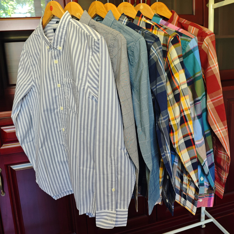 Store Closing Clearance American Casual Style Unisex Spring and Autumn Thin Long-Sleeve Poplin Shirt Cotton Soft Plaid Shirt