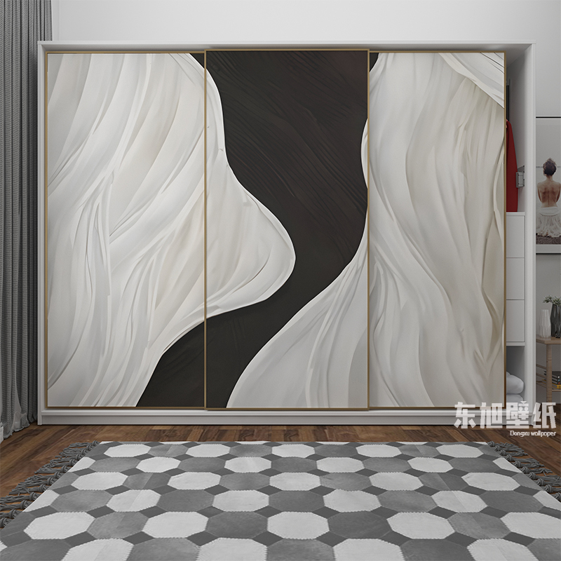 Wardrobe Door Stickers, Abstract Decoration for Entryway, Bedroom, Living Room, Cabinet, Glass Door, Sliding Door Renovation, Self-Adhesive Transformation Stickers