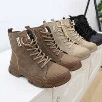 Velvety~soft flick well worn Sporty velvety cotton boots Casual Cowhide leather Ladies Martin boots