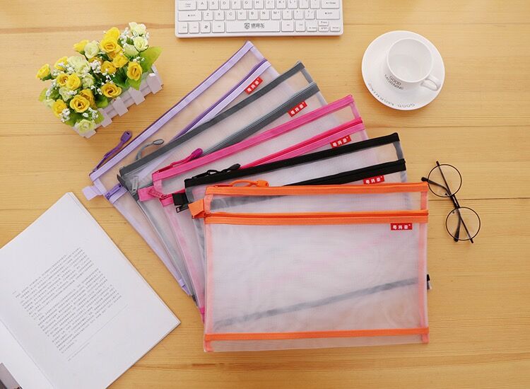 Guangdong Hao Transparent A4 Nylon mesh test bag multifunctional zipper bag double - layer collection bag