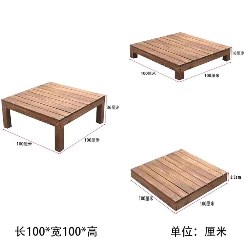 Outdoor Anti-Corrosion Wood Flooring Terrace Assembly Garden Courtyard Platform Carbonized Waterproof Platform Balcony Outdoor Rooftop
