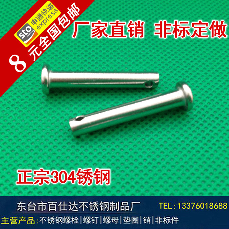 Authentic 304 stainless steel pin pin flat head with hole positioning pin cylindrical pin pin M3M4M5M10