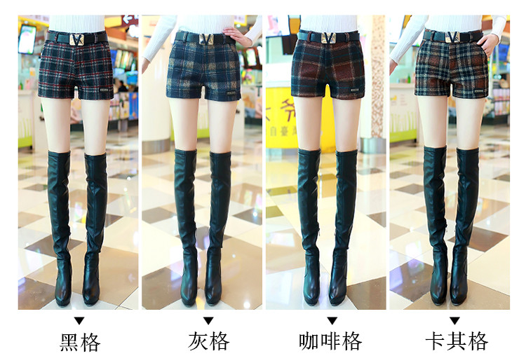 Quần short len ​​nữ mùa thu đông 2018 mới mặc dày kẻ sọc nữ mùa đông quần dài mùa đông quần ống rộng thủy triều thiết kế thời trang nữ