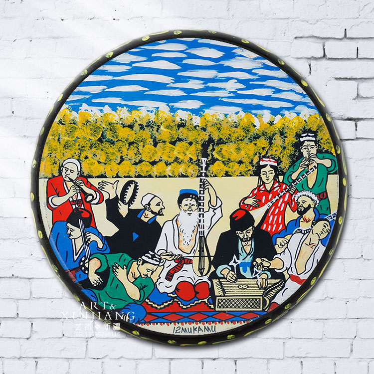 Tân Cương nhảy tambourine cao cấp da bò trống sơn nhạc cụ quốc gia sân khấu biểu diễn đạo cụ khách sạn quà tặng trang trí giá đàn nguyệt