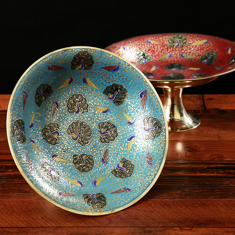 Fruit plate household brass imported hand-painted painting home decoration artwork fruit dried fruit candy snack dish
