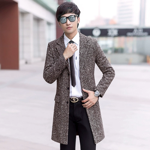 Осенняя демисезонная шерстяная длинная куртка в английском стиле для отдыха, плащ, средней длины, облегающий крой