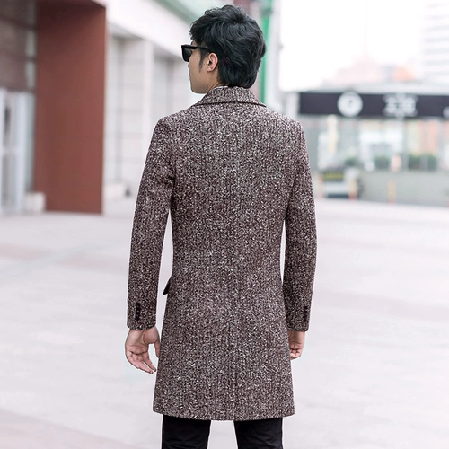 Осенняя демисезонная шерстяная длинная куртка в английском стиле для отдыха, плащ, средней длины, облегающий крой